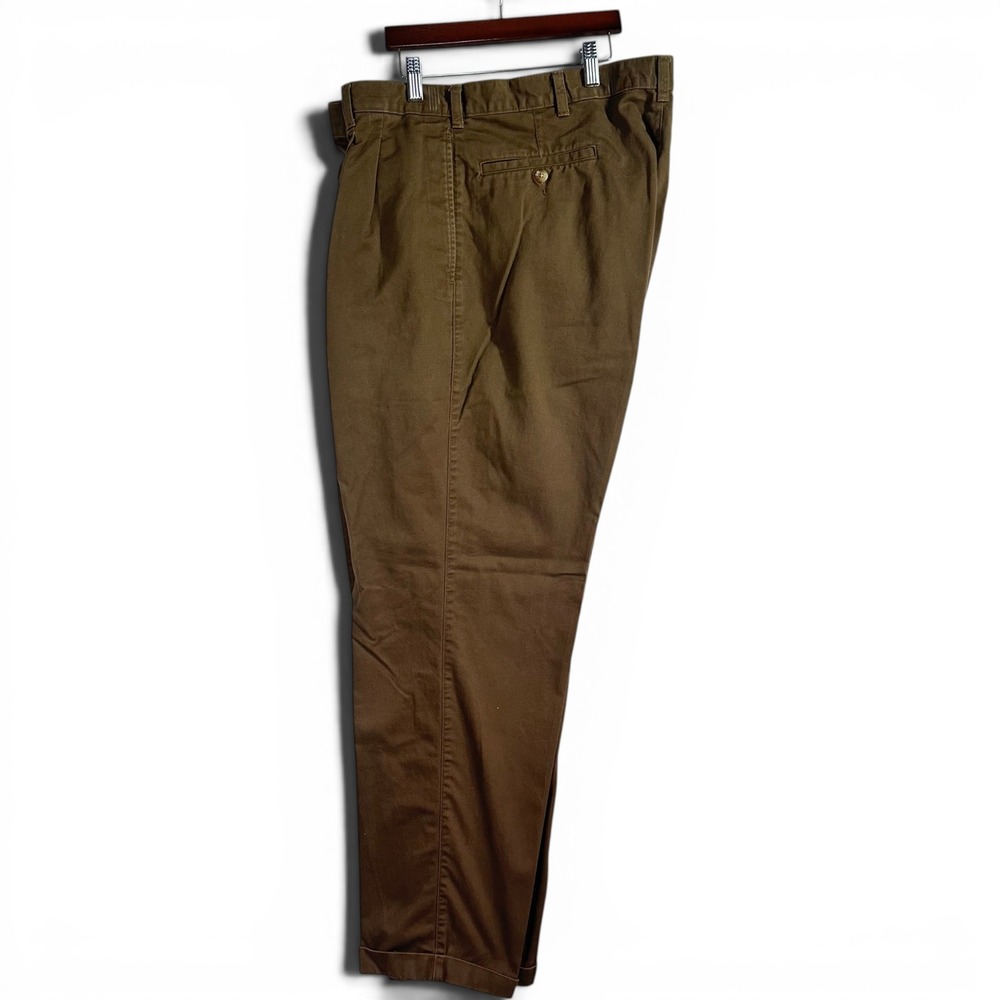 Bill Blass Chino Pants Mens 38x32 Brown Pleated Cuffed Cotton Casual